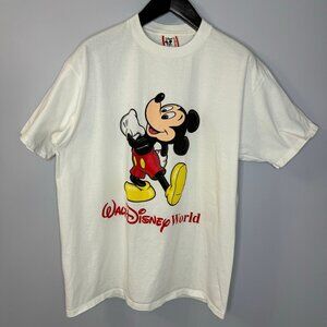 Vintage Walt Disney World Classic Mickey Mouse White T-Shirt Adult Size